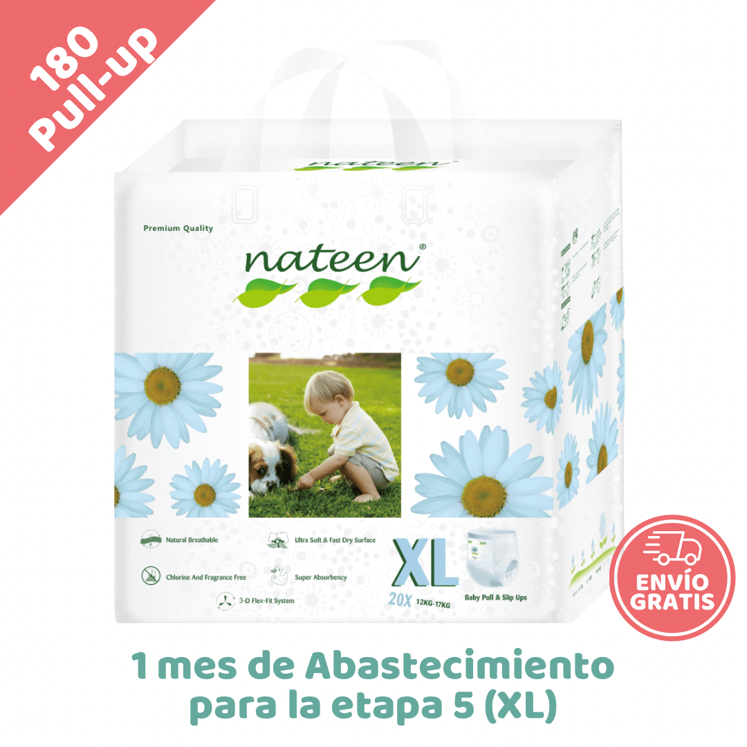 NATEEN Combo Completo x180 Pull-up Desechables Nateen - 1 mes de Abastecimiento para la etapa 5 (XL)