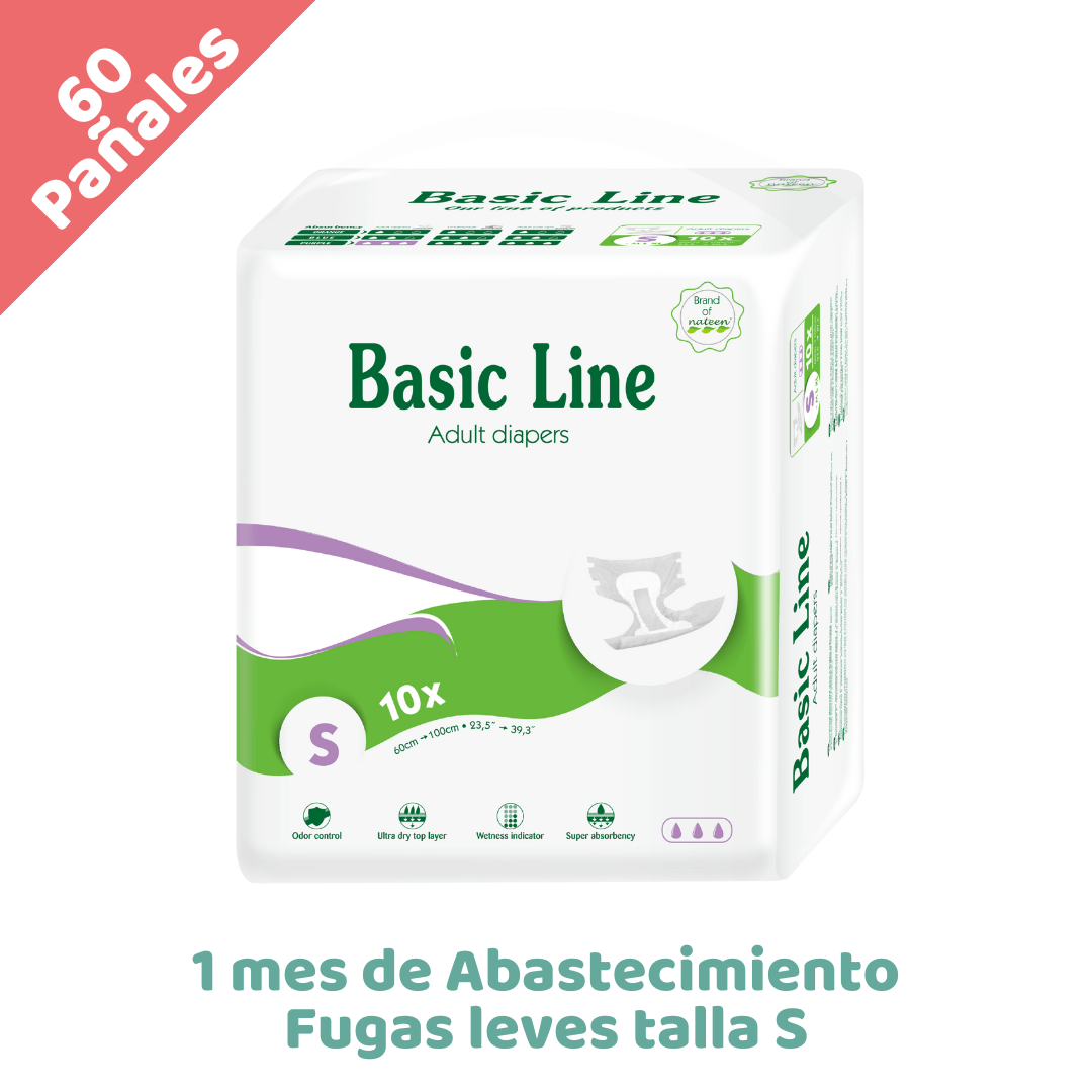 NATEEN Combo leve Pañales Desechables adulto - Fugas ocasionales - Biodegradables e Hipoalergénicos - Basic line - Talla S x60