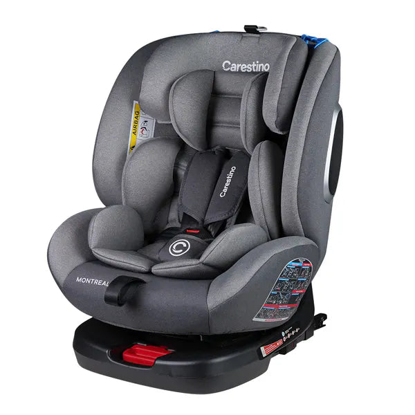 CARESTINO Simla de Auto para Bebé con Giro 360° y Sistema ISOFIX - Ajuste de Altura e Inclinación, Arnés de 5 Puntos, Homologada ECE R44/04, Referencia Montreal