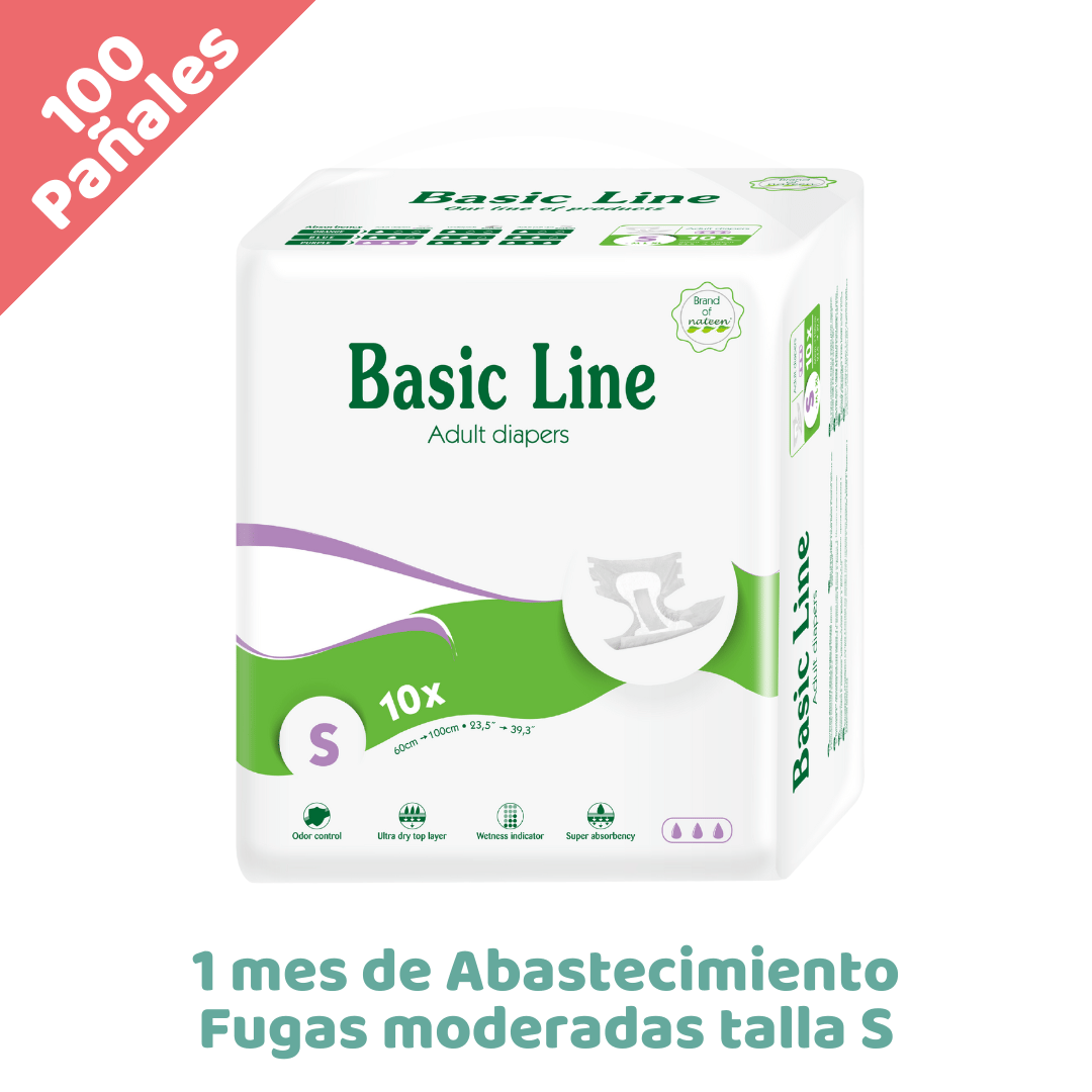 NATEEN Combo uso continuo Pañales Desechables adulto - Fugas moderadas - Biodegradables e Hipoalergénicos - Basic line - Talla S x100
