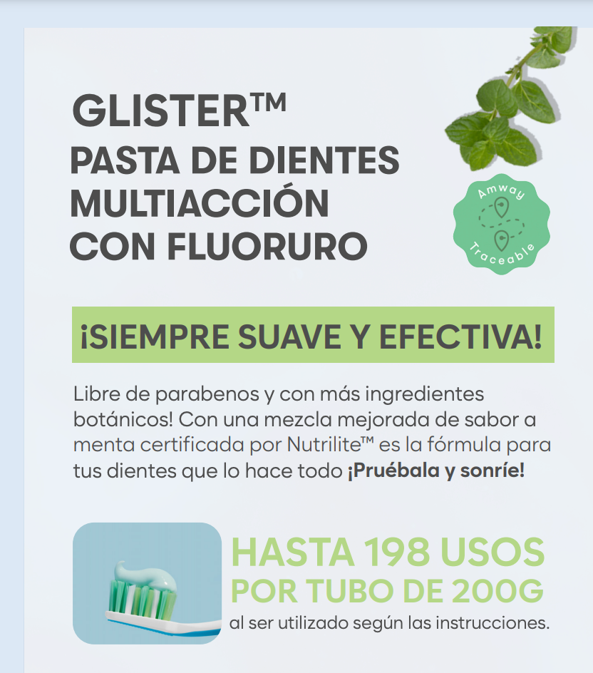GLISTER Crema Dental Ecológica, Multiacción, Libre de Parabenos, Vegana