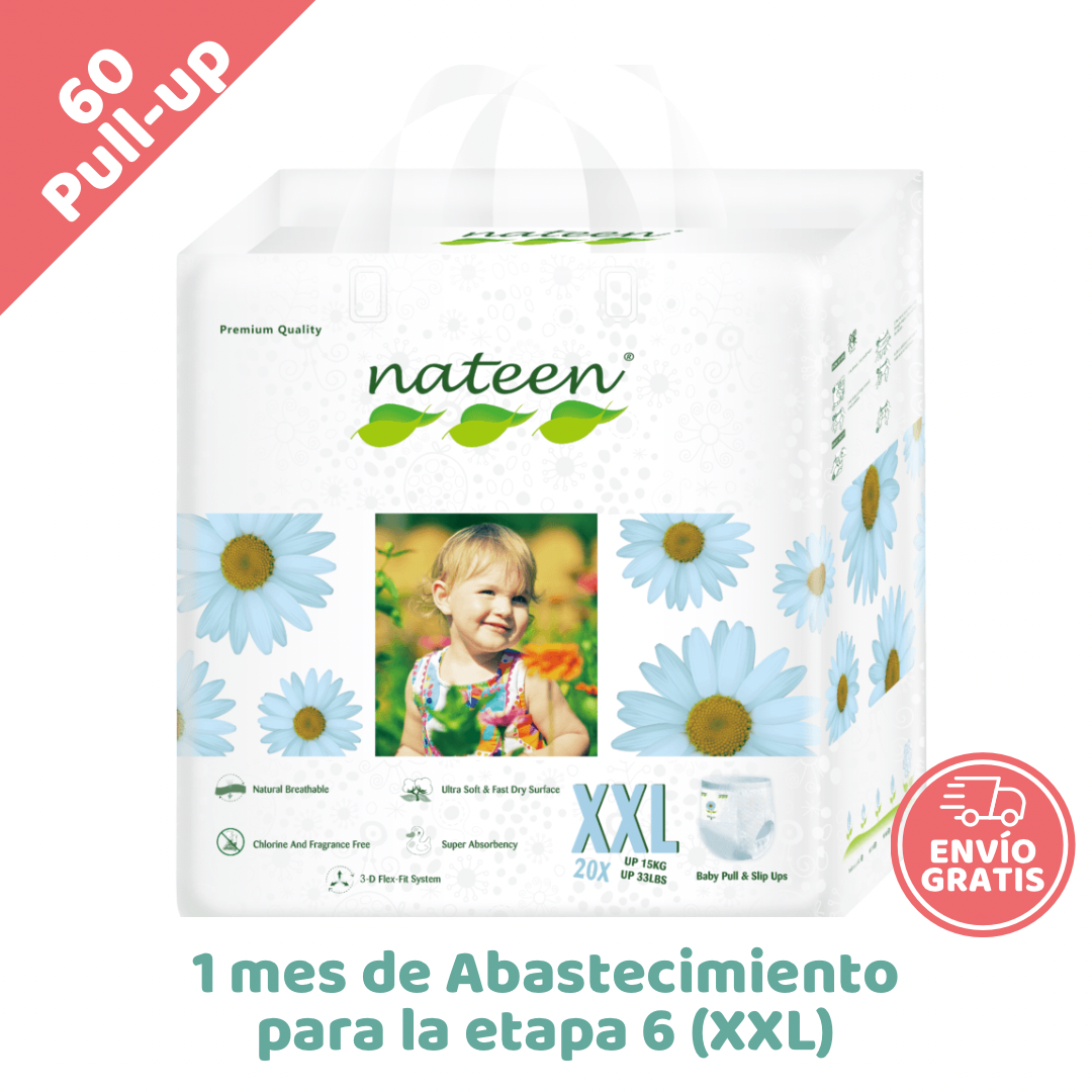 NATEEN Combo Completo x56 Pañales Desechables Nateen - 1 mes de Abastecimiento para la Etapa (XXL)