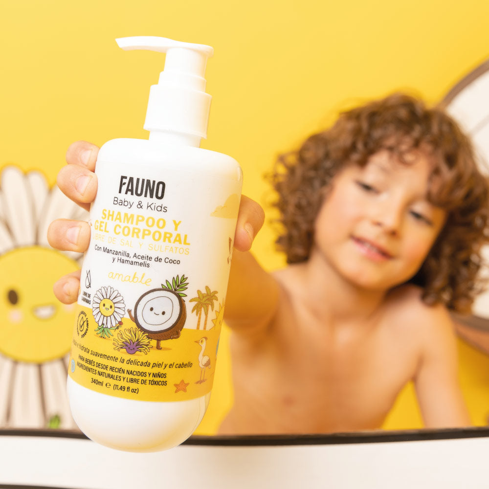 FAUNO Shampoo y Gel de Baño 2 en 1 para Bebés y Niños – Cuidado Natural desde su Nacimiento 340ml